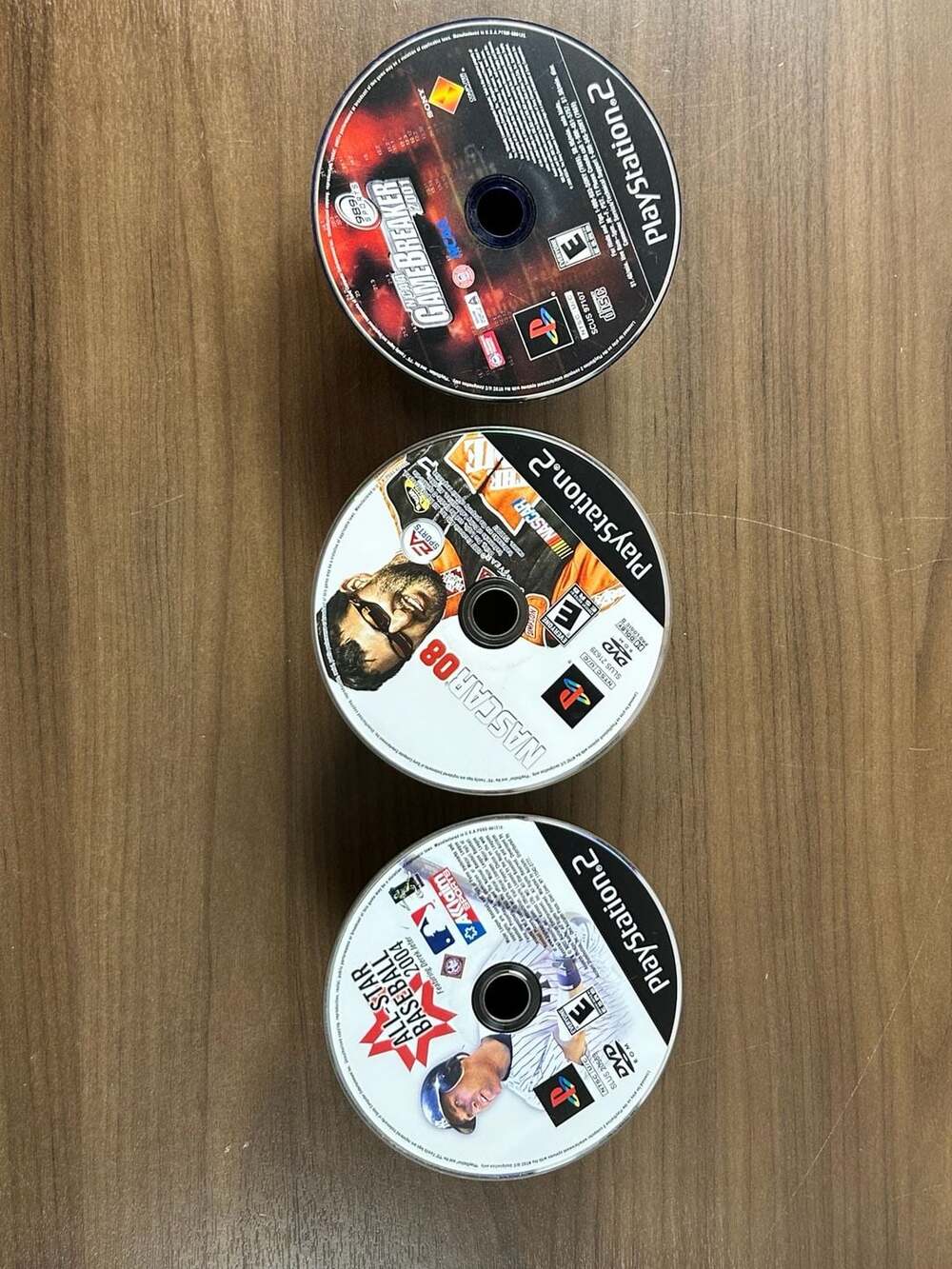 PS2 Lot 3 NASCAR 08 NCAA GameBreaker 2001 All-Star Baseball 2004 Discs Untested